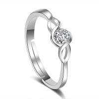 Circón cúbico anillo de latón, metal, chapado en platina real, para mujer & con circonia cúbica, libre de níquel, plomo & cadmio, tamaño:12, Vendido por UD