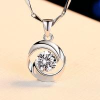 925 Sterling Silver Pendant platinum plated with cubic zirconia Approx 2-5mm Sold By PC