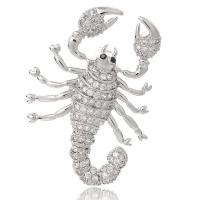 Brass Brooch, with Cubic Zirconia, Scorpion, platinum plated, Unisex, nickel, lead & cadmium free, 48.6x33mm, Sold By PC