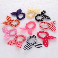 Bunny Ears Hair Scrunchies, Cloth, with Rubber Band, Girl, mixed colors, 55mm, 20PCs/Lot, Sold By Lot