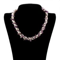 Natural Freshwater Pearl Necklace with Glass Seed Beads & Amethyst brass magnetic clasp Potato February Birthstone white 6-7mm 5-11mm Sold Per Approx 16.5 Inch Strand