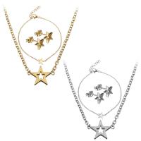 Fashion Stainless Steel Jewelry Sets bracelet & earring & necklace with 2Inch 1Inch extender chain Star plated oval chain & for woman 1.5mm 1.5mm Length Approx 17 Inch Approx 7 Inch Sold By Set