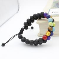 Lava Bracelet, with Gemstone, Unisex & adjustable, 8mm, Length:Approx 7.4 Inch, 5Strands/Lot, Sold By Lot