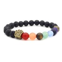 Lava Bracelet with Gemstone & Zinc Alloy plated Unisex Length Approx 7.8 Inch Sold By Lot