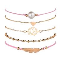 Zinc Alloy Bracelet Set with Plastic Pearl with 1.7inch extender chain plated & for woman Sold By Set