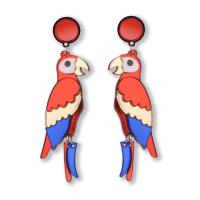 Acrylic Jewelry Earring, iron post pin, Parrot, for woman, 88mm, Sold By Pair