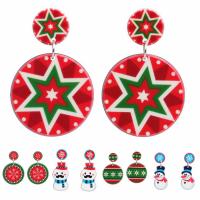 Acrylic Drop Earring with Zinc Alloy Christmas Design Sold By Pair