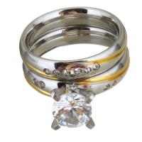 Rhinestone нержавеющей стали палец кольцо, нержавеющая сталь, Другое покрытие, Женский & со стразами, 11mm, размер:6, 2ПК/указан, продается указан
