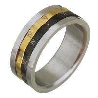 Vinger Ring in edelstaal, Roestvrij staal, plated, met Romeinse cijfer & voor vrouw, 8mm, Maat:8, Verkocht door PC