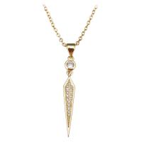 Stainless Steel Jewelry Necklace, with 1.5Inch extender chain, Geometrical Pattern, gold color plated, oval chain & for woman & with rhinestone, 33mm, 5x26mm, 2mm, Sold Per Approx 18 Inch Strand