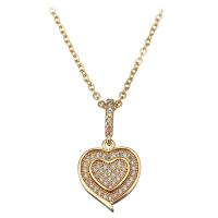 Stainless Steel Jewelry Necklace, with 1.5Inch extender chain, Heart, gold color plated, oval chain & for woman & with rhinestone, 23mm, 13x15mm, 2mm, Sold Per Approx 18 Inch Strand