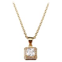 Stainless Steel Necklace with Crystal with 1.5Inch extender chain Square gold color plated oval chain & for woman & faceted 2mm Sold Per Approx 18 Inch Strand