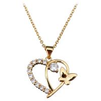 Stainless Steel Jewelry Necklace with 1.5Inch extender chain Heart gold color plated oval chain & for woman & with rhinestone 2mm Sold Per Approx 18 Inch Strand