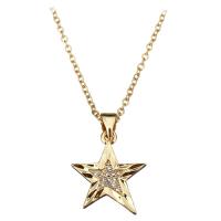 Stainless Steel Jewelry Necklace with 1.5Inch extender chain Star gold color plated oval chain & for woman & with rhinestone 2mm Sold Per Approx 18 Inch Strand