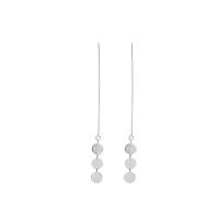 925 Sterling Silver Thread Through Earrings, silver color plated, for woman, 90mm, Sold By Pair