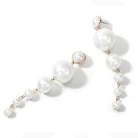 Zinc Alloy Drop Earring, med Plastic Pearl, guldfarve belagt, hypo allergiske & for kvinde, nikkel, bly & cadmium fri, 16x100mm, Solgt af par