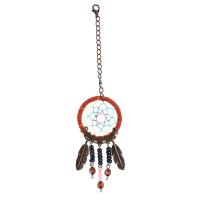 Tibetan Style Key Chain, with Cotton Thread & Glass Seed Beads, Dream Catcher, antique copper color plated, 160mm, Sold By Strand