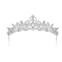 Tiaraer, Zinc Alloy, Crown, sølvfarvet forgyldt, med rhinestone, hvid, bly & cadmium fri, 170x50mm, Solgt af PC
