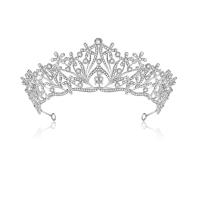 Tiaraer, Zinc Alloy, Crown, sølvfarvet forgyldt, med rhinestone, hvid, bly & cadmium fri, 180x57mm, Solgt af PC