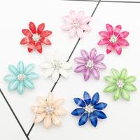Zinc Alloy Hair Accessories DIY Findings with Resin Daisy silver color plated Korean style & with rhinestone nickel lead & cadmium free Sold By Lot