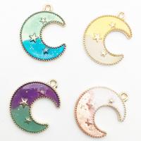 Zinc Alloy Enamel Pendants Moon and Star gold color plated two tone nickel lead & cadmium free Approx 2-3mm Sold By Lot