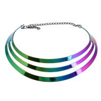 Jern Collar, med 5.12Inch extender kæde, twist oval kæde & for kvinde, flerfarvede, nikkel, bly & cadmium fri, 30mm, Indvendig diameter:Ca. 80mmmm, Solgt af PC