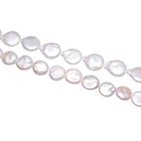 Pièce de culture des perles d'eau douce, perle d'eau douce cultivée, Plat rond, naturel, plus de couleurs à choisir, 11-12mm, Trou:Environ 0.8mm, Vendu par Environ 15 pouce brin