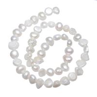 Barock kultivierten Süßwassersee Perlen, Natürliche kultivierte Süßwasserperlen, Klumpen, natürlich, weiß, 8-9mm, Bohrung:ca. 0.8mm, verkauft per ca. 14.5 ZollInch Strang