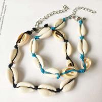 Shell Bracelet with Nylon Cord & Zinc Alloy with 2Inch extender chain Conch silver color plated Unisex Sold Per Approx 8.8 Inch Strand
