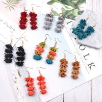 Tibetan Style Tassel Earring, with Cloth, Flower, gold color plated, for woman, more colors for choice, nickel, lead & cadmium free, 70mm, Sold By Pair