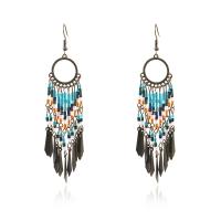 Tibetan Style Tassel Earring, with Seedbead, antique bronze color plated, for woman, nickel, lead & cadmium free, 20x100mm, Sold By Pair