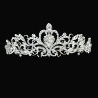 Bridal Tiaras, Brass, platinum color plated, for woman & with rhinestone, nickel, lead & cadmium free, 150x50mm, Sold By PC