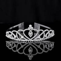 Bridal Tiaras, Brass, platinum color plated, for woman & with rhinestone, nickel, lead & cadmium free, 160x45mm, Sold By PC