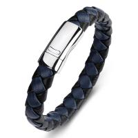 cuir PU bracelet, avec acier inoxydable, longueur différente pour le choix & pour homme, plus de couleurs à choisir, Vendu par brin