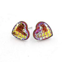 Stainless Steel Stud Earrings with Resin Heart for woman 12mm Sold By Lot