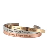 Stainless Steel Cuff Bangle, Alphabet Letter, plated, Unisex & adjustable & with letter pattern, more colors for choice, 6x1.8mm, Inner Diameter:Approx 62mm, Sold By PC