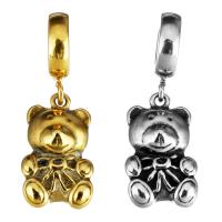 Stainless Steel European Pendants, Bear, plated, without troll & blacken, more colors for choice, 10x17x6.5mm, 3x9mm, 10PCs/Lot, Sold By Lot