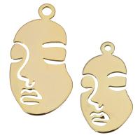 Μενταγιόν Brass Κοσμήματα, Ορείχαλκος, Πρόσωπο, επίχρυσο, διαφορετικό μέγεθος για την επιλογή, 50PCs/Παρτίδα, Sold Με Παρτίδα