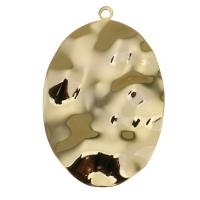Bijoux pendentifs en laiton, ovale plat, Plaqué d'or, 23x37x2mm, Trou:Environ 2mm, 20PC/lot, Vendu par lot