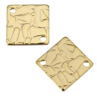 Brass Jewelry Connector, Rhombus, real gold plated, 1/1 loop, 11x11x1mm, Hole:Approx 1mm, 100PCs/Lot, Sold By Lot