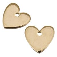 Messing hart hangers, echt goud verguld, 8x8x1mm, Gat:Ca 1mm, 100pC's/Lot, Verkocht door Lot
