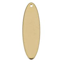 Bijoux pendentifs en laiton, ovale plat, Plaqué d'or, 8x27.50x1mm, Trou:Environ 1mm, 100PC/lot, Vendu par lot