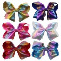 Alligator Hair Clip Cloth with Stainless Steel Bowknot gradient color & for children 200mm Sold By PC
