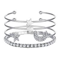 Zinc Alloy Bracelet Set plated for woman & with rhinestone Inner Approx 66mm Length Approx 8 Inch Sold By Lot