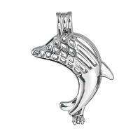Zink Alloy Flytande Locket Pendant, Dolphin, silver pläterad, för kvinna & ihålig, leda & kadmiumfri, 30x41mm, Hål:Ca 2.5mm, Säljs av PC