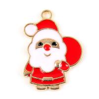Tibetan Style Christmas Pendants, Santa Claus, gold color plated, Christmas jewelry & enamel, lead & cadmium free, 17x23mm, Hole:Approx 2.5mm, 10PCs/Bag, Sold By Bag