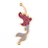 Tibetan Style Connector, Mermaid, gold color plated, enamel & 1/1 loop, lead & cadmium free, 22x46mm, Hole:Approx 2mm, 10PCs/Bag, Sold By Bag