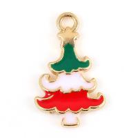 Zinc Alloy Christmas Pendants Christmas Tree gold color plated Christmas jewelry & enamel multi-colored lead & cadmium free Approx 2.5mm Sold By Bag