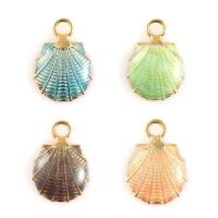 Zinc Alloy Enamel Pendants Shell gold color plated lead & cadmium free Approx 2.5mm Sold By Bag