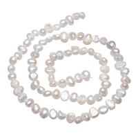 Perles nacres baroques de culture d'eau douce , perle d'eau douce cultivée, pepite, naturel, blanc, 5-6mm, Trou:Environ 0.8mm, Vendu par Environ 15.3 pouce brin